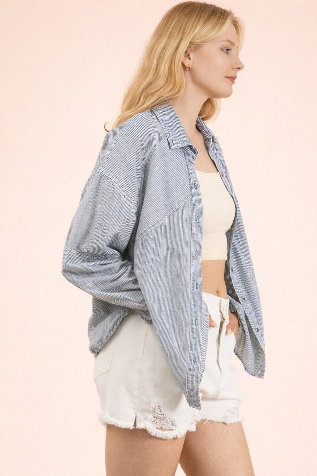 Mineral Washed Chambray Button Down Shirt