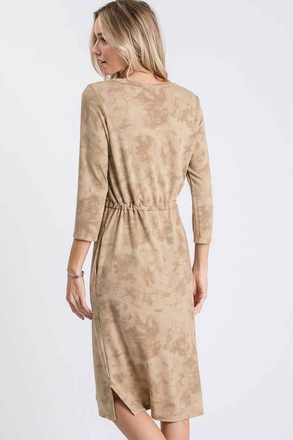 Tie-dye functional drawstring midi
