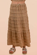 Lightweight Soft Tiered Layered Lace Midi Skirt