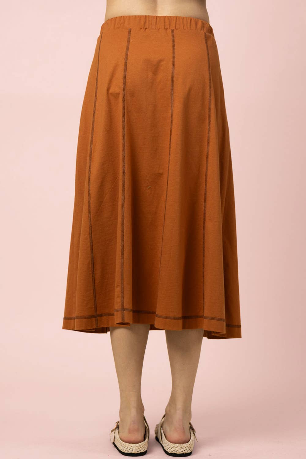 Haley’s stitch detail casual midi skirt