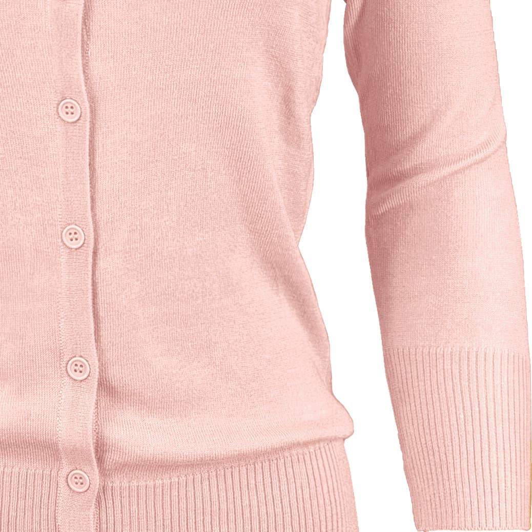 Women's 3/4 Sleeve Crewneck Knit Cardigan Sweater CO079M