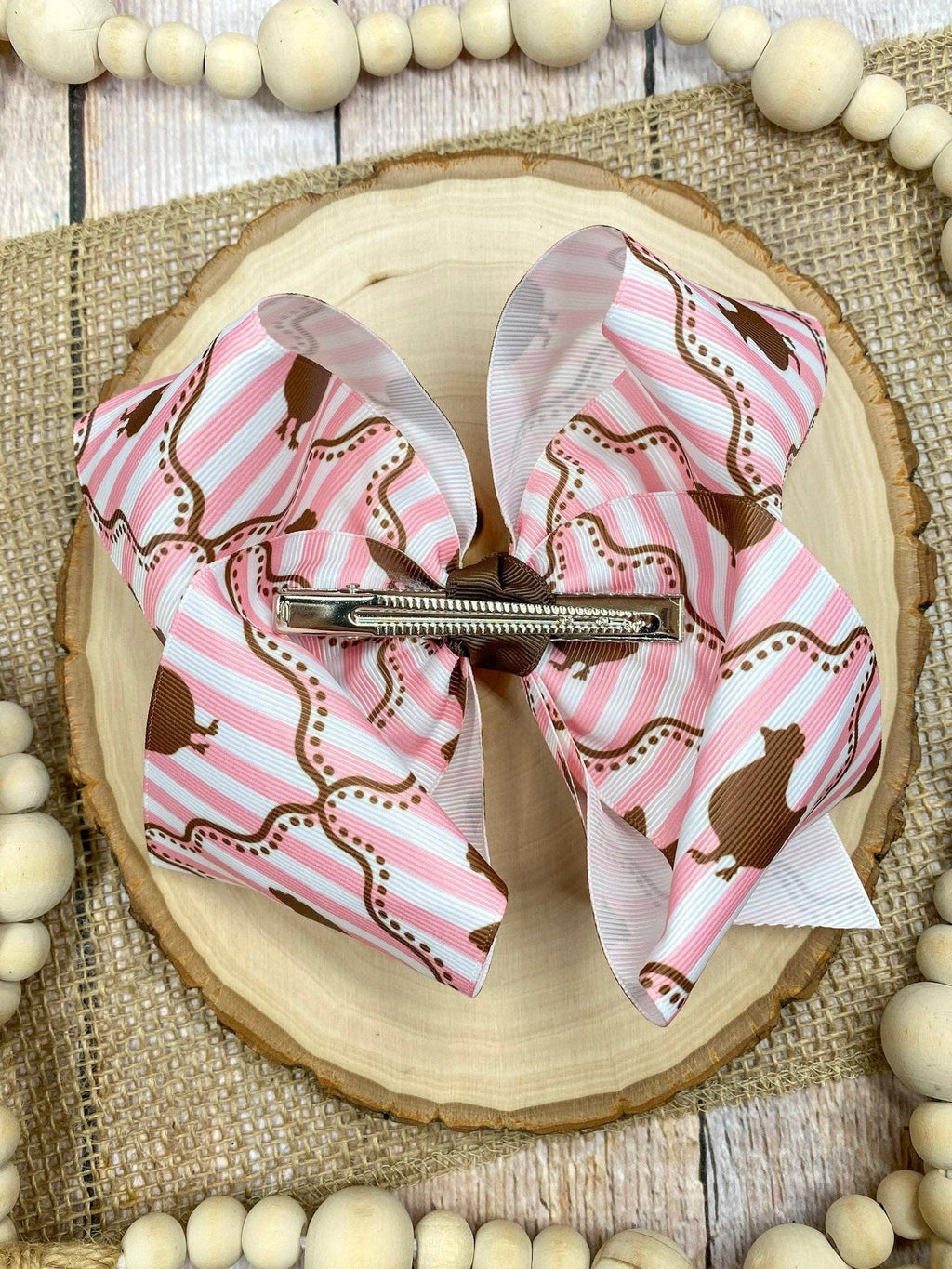 Chicken Coup Print Classic XL Hair Bow | Clip