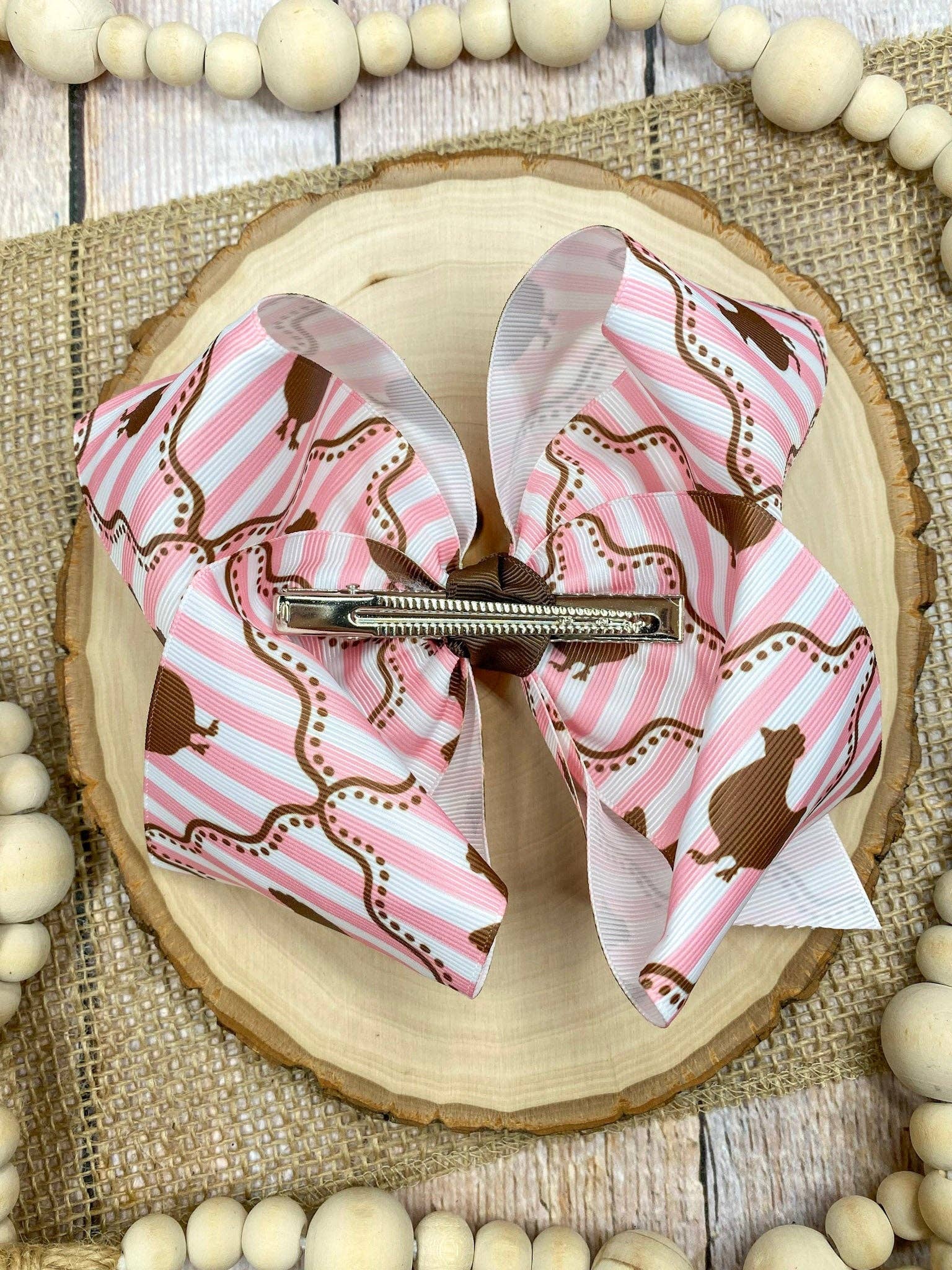 Chicken Coup Print Classic XL Hair Bow | Clip
