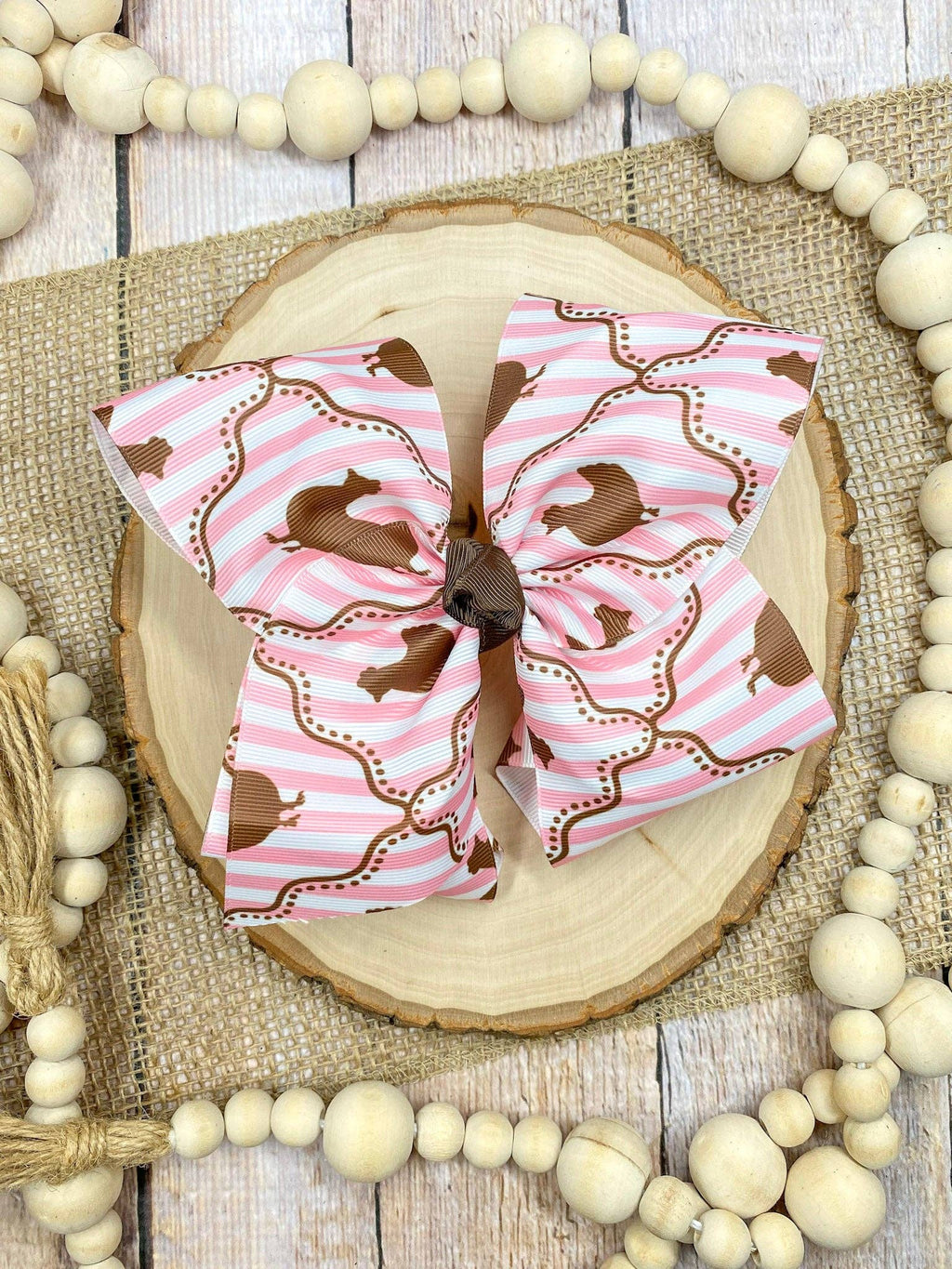 Chicken Coup Print Classic XL Hair Bow | Clip