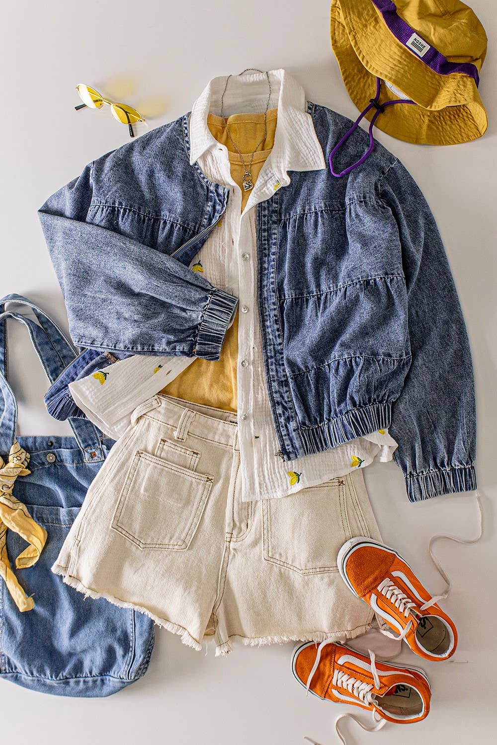 Oversized Tiered Washed Denim Jacket