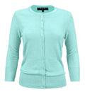 Women's 3/4 Sleeve Crewneck Knit Cardigan Sweater CO079M