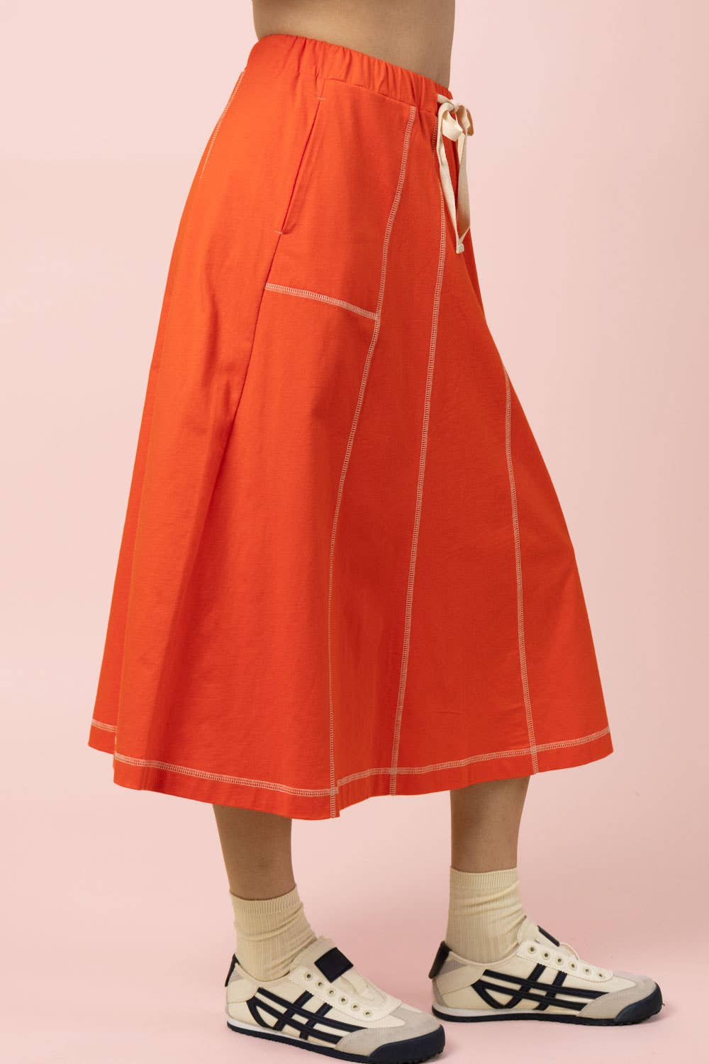 Haley’s stitch detail casual midi skirt