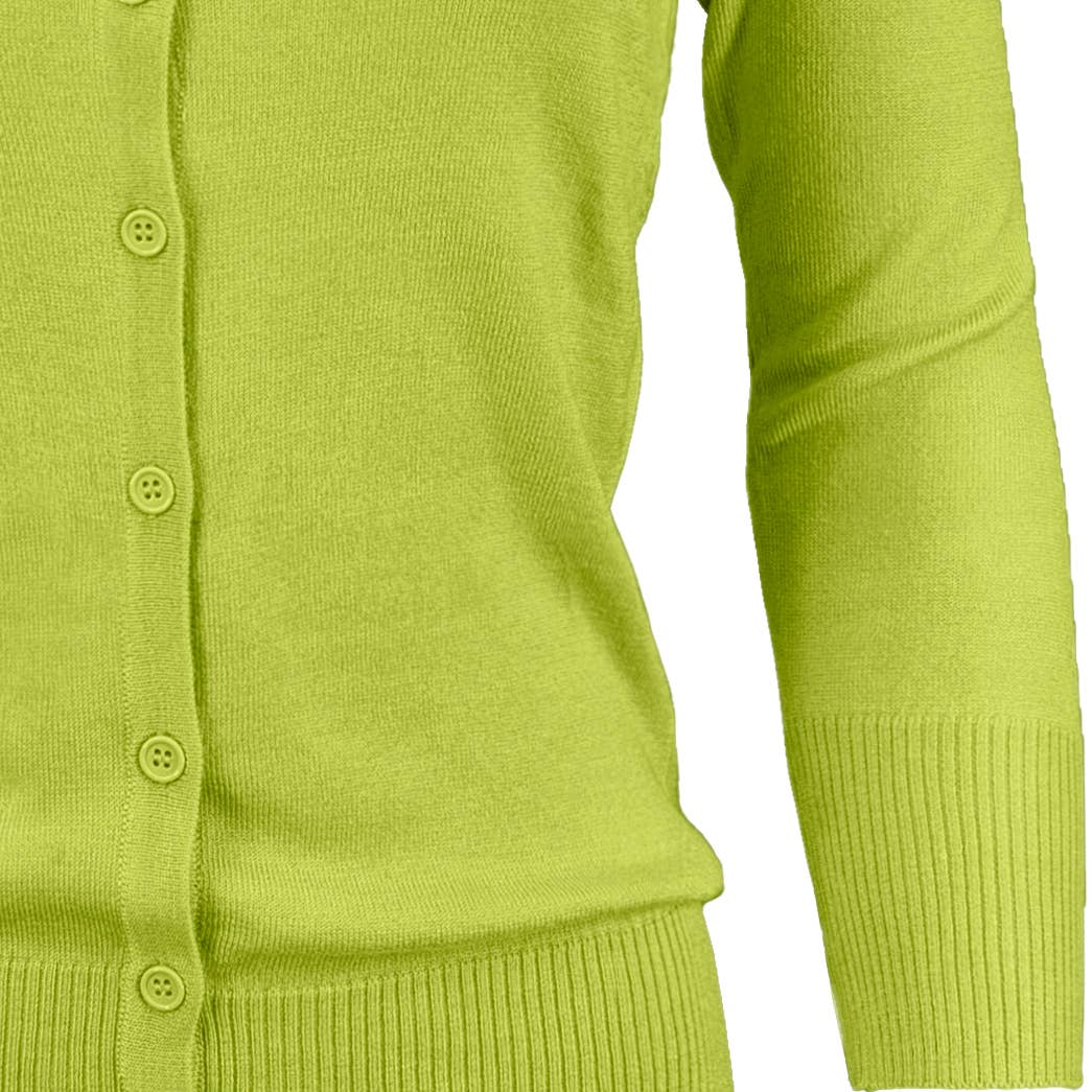 Women's 3/4 Sleeve Crewneck Knit Cardigan Sweater CO079M