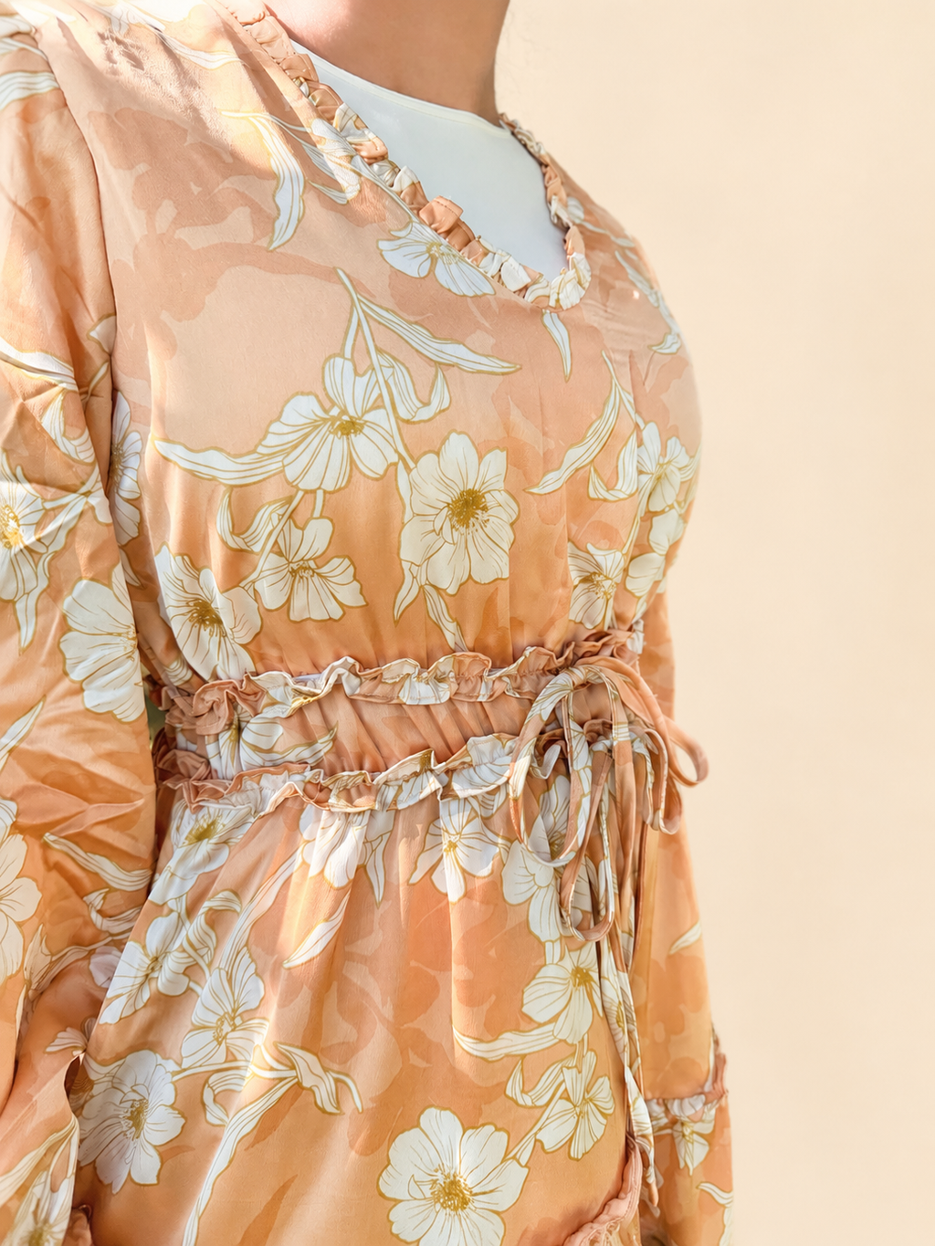Peach Blossom Midi Dress