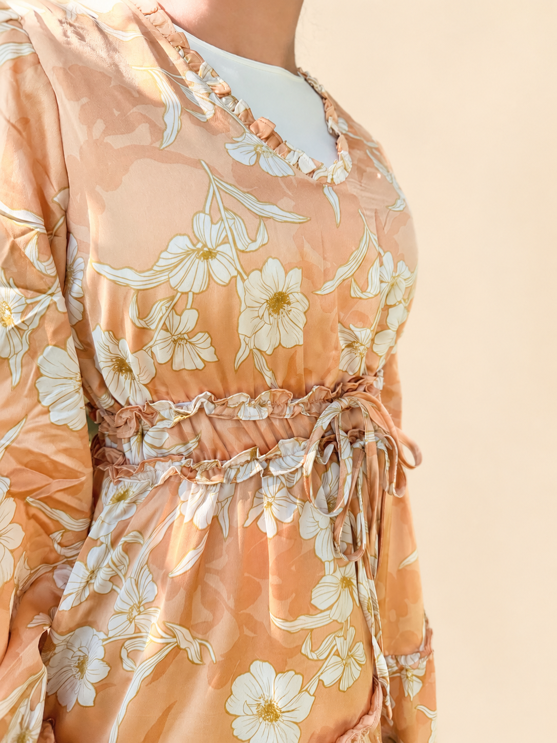 Peach Blossom Midi Dress