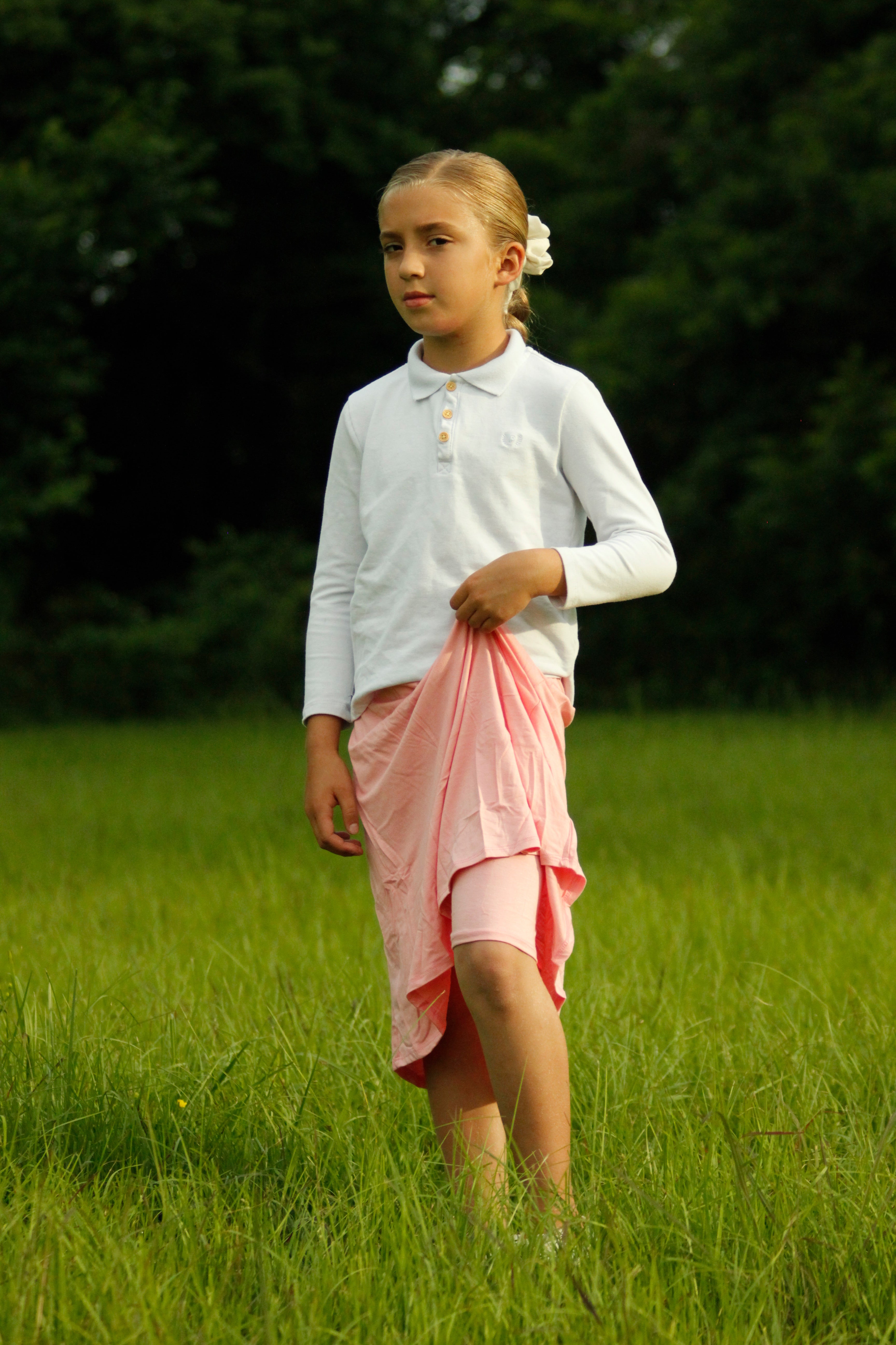 Girl's midi skirt with built-in shorts | Size 4 to 16