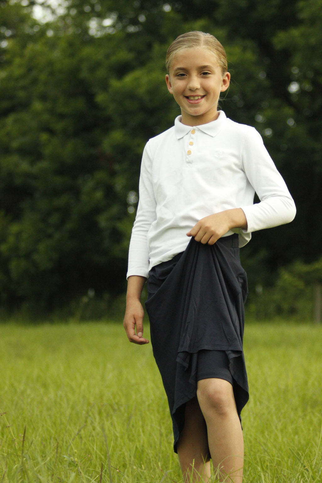 Girl's midi skirt with built-in shorts | Size 4 to 16