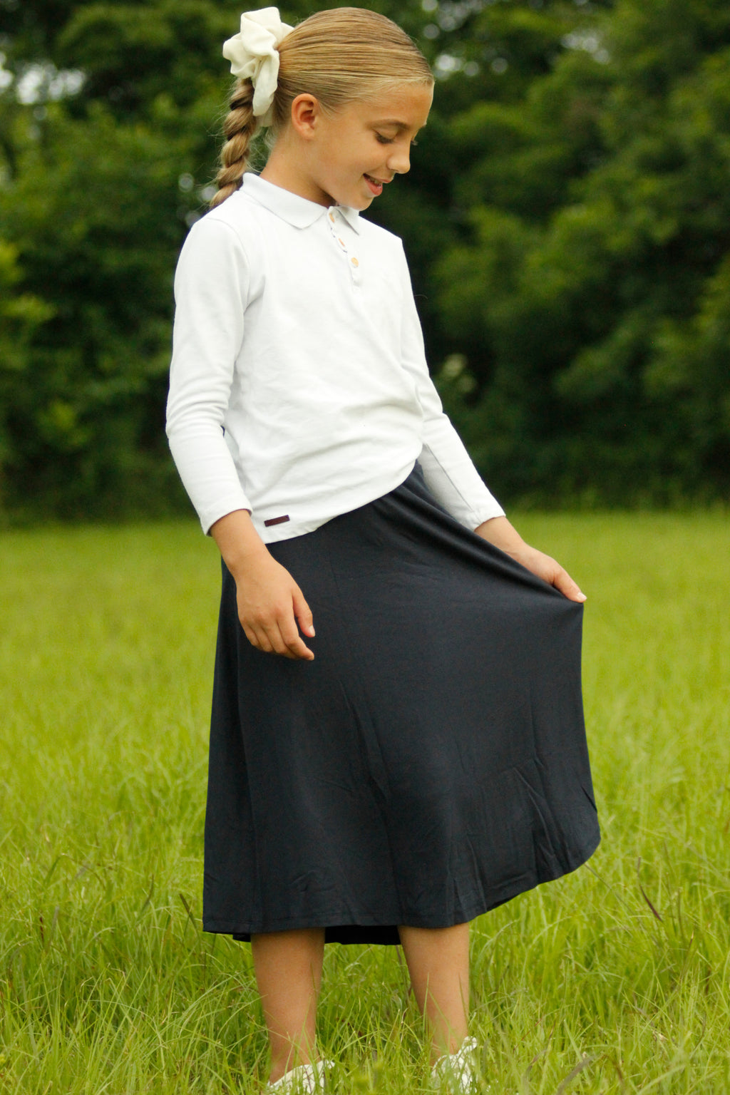 Girl's midi skirt with built-in shorts | Size 4 to 16