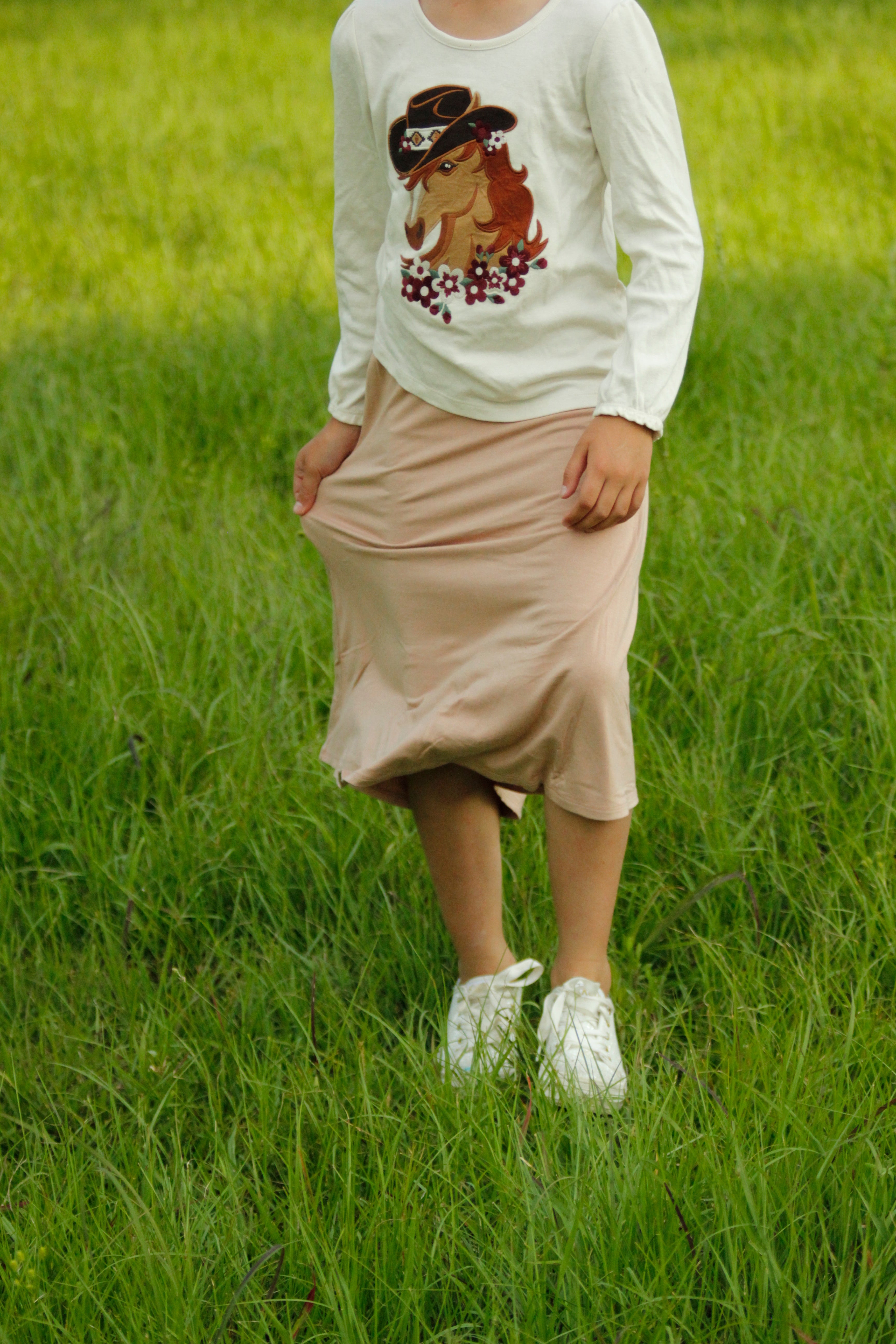 Girl's midi skirt with built-in shorts | Size 4 to 16