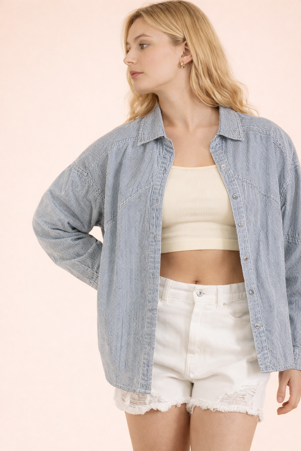 Mineral Washed Chambray Button Down Shirt