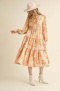 Peach Blossom Midi Dress