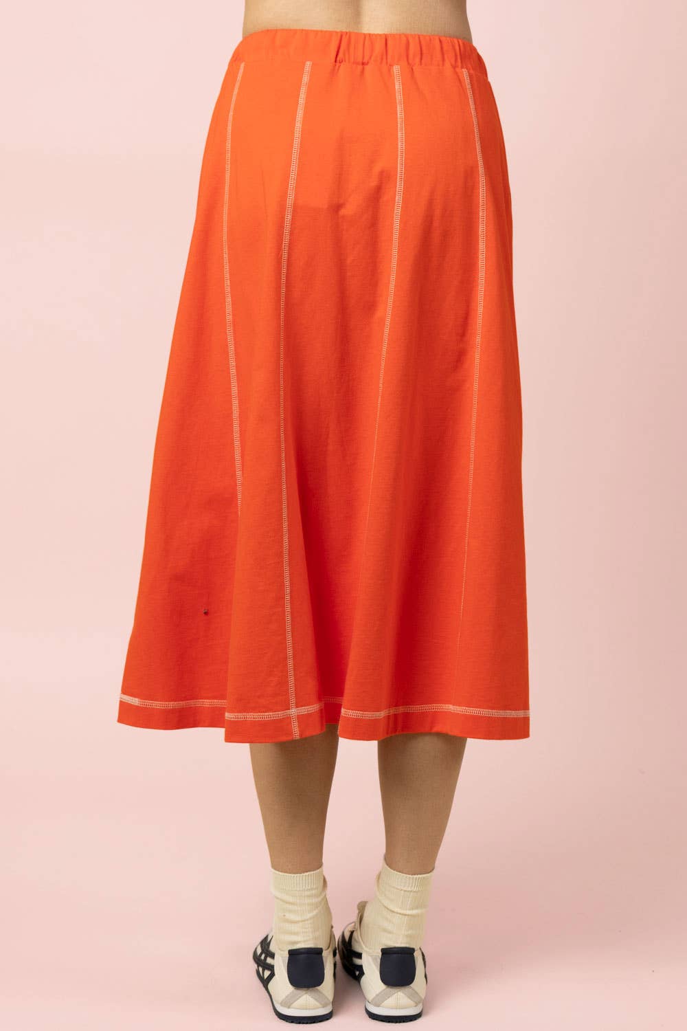Haley’s stitch detail casual midi skirt