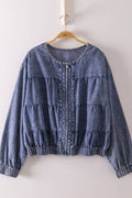 Oversized Tiered Washed Denim Jacket