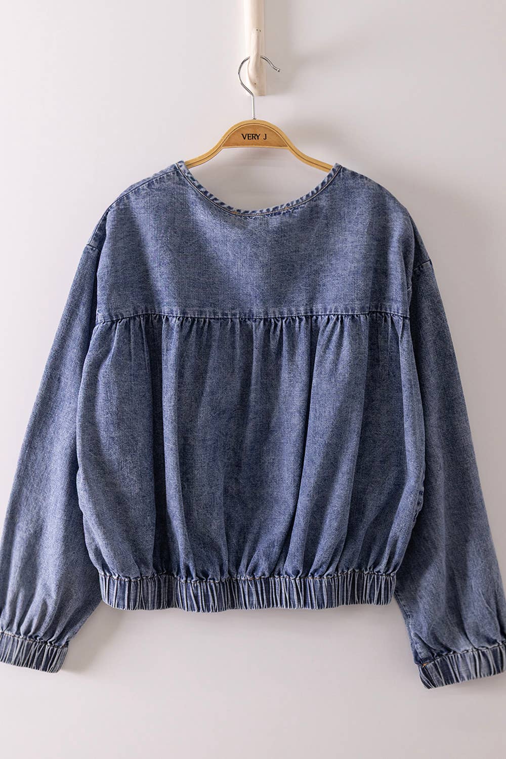 Oversized Tiered Washed Denim Jacket