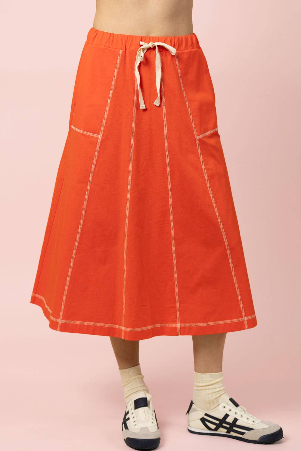 Haley’s stitch detail casual midi skirt